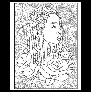 Coloring book page for black womens coloring book